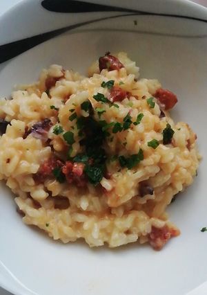 Une photo de Risotto chorizo et parmesan