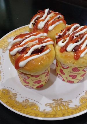 Foto resep Roti isi daging asap keju