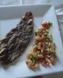 Bistec al tequila con guacamole ranchero