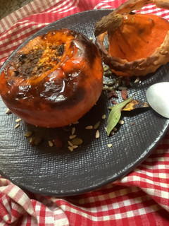 Une photo de Potimarron farci petit épeautre 🥔 patate douce