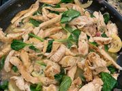 A picture of capers with chicken pasta