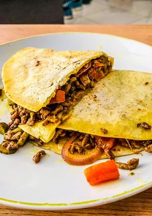 A picture of Piadina with Beef and Peppers.