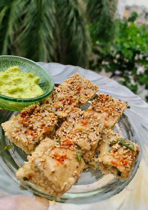 A picture of Barley Peri Peri Dhokla.