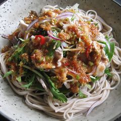 A picture of Soba & Pork Salad with Spicy Sauce.