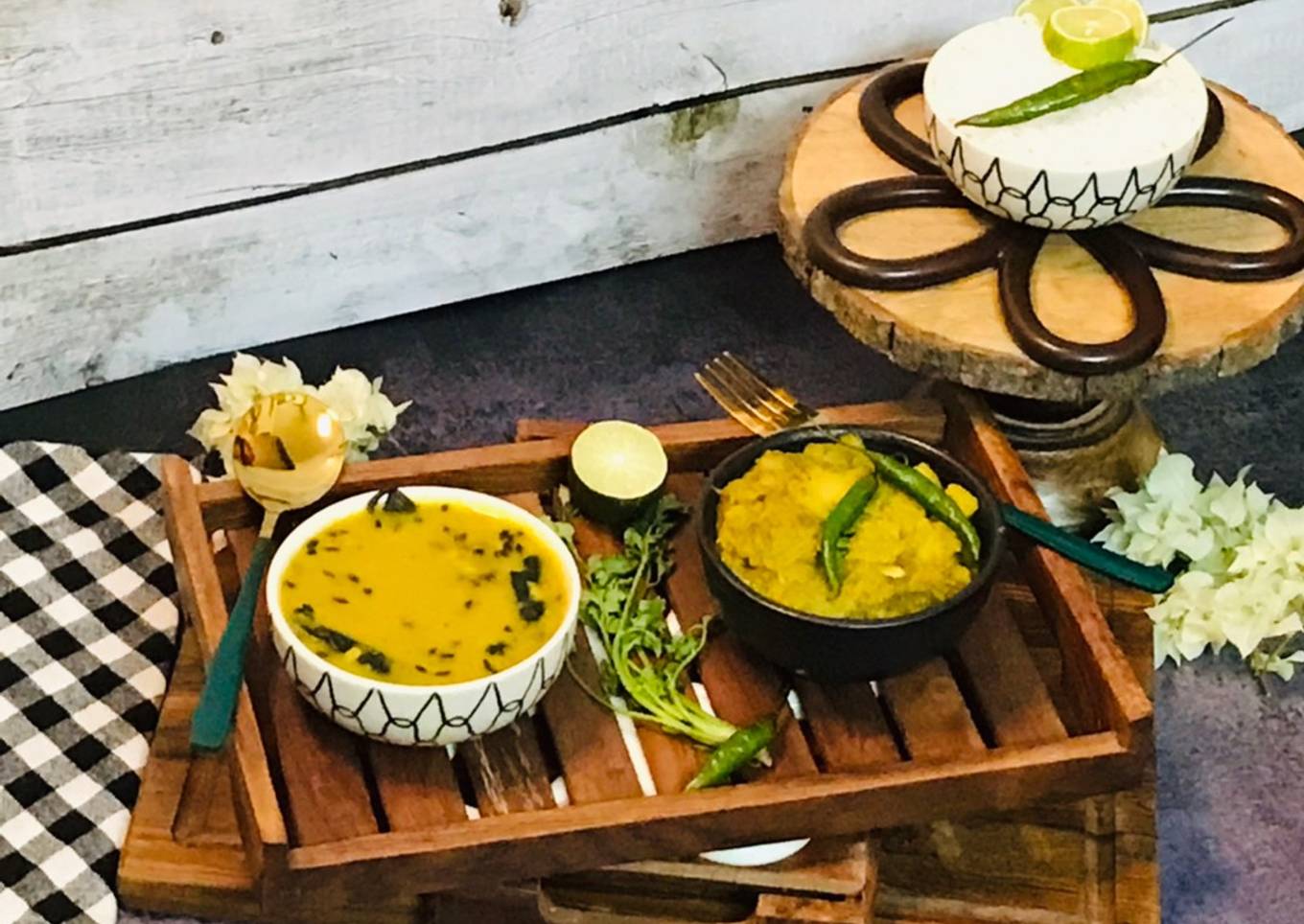 Bengali: Biuli’aur Dal & Jhinge-Aloo-Posto- No Onion-Garlic