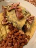 Poblano Pepper Stuffed with Grilled Chicken Covered with Queso