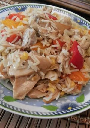 صورة لوصفة رز صيني بالدجاج والخضار