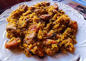 Easy Make Recipe Brown rice with mushrooms and mussels Home Style Easy Make Recipe Brown rice with mushrooms and mussels Home Style