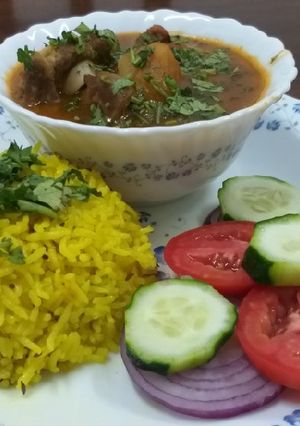 A picture of Mutton Curry n Rice#4 week contest #charity recipe.