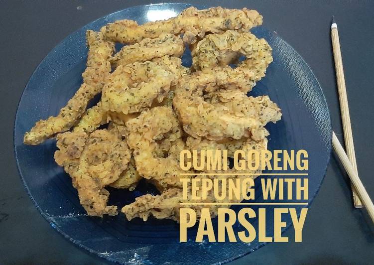 Cumi goreng tepung with parsley