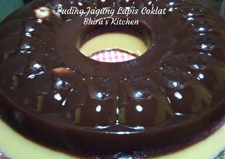 Cara membuat Puding Jagung Lapis Coklat  yang Enak