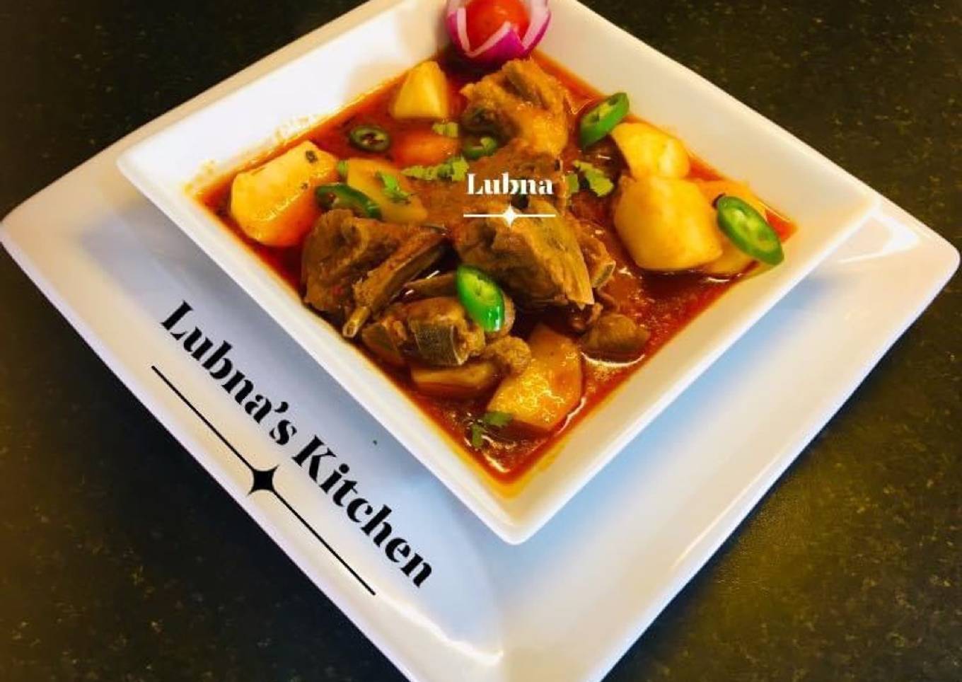 Lamb meat and turnip curry: (Shaljam gosht)