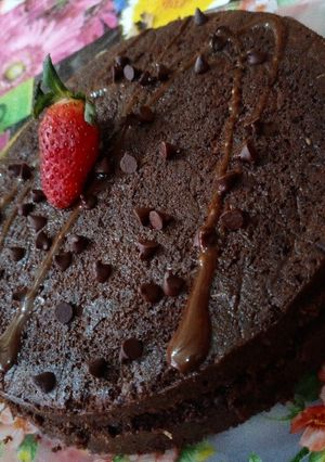 A picture of Instant Chocolate cake with less ingredients.