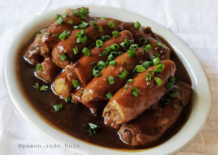 Mashed Potato Pork Rolls with Teriyaki Sauce