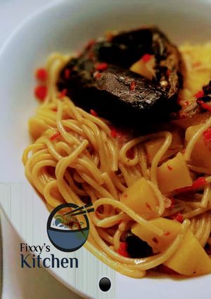 A picture of Pasta with Irish and smooked fish.
