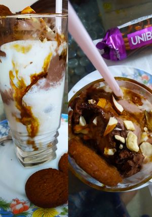 ভ্যানিলা ড্রাই ফ্রুটস লস্যি উইথ চকো আইসক্রিম(vanilla dry fruits lassi with chocolate ice cream) রেসিপির প্রধান ছবি