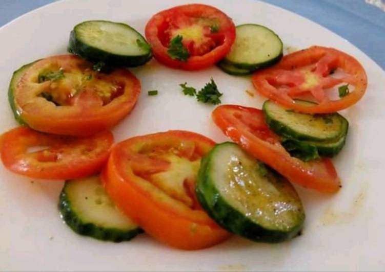 Steps to Make Homemade Tomato 🍅 Cucumber 🥒 Salad
