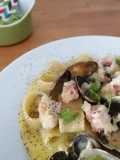 Calamarata con crema di patate e vongole