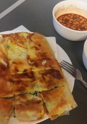 Foto resep (Gampang!) Martabak telor isi sayur mozarella (teflon) dengan saos apel