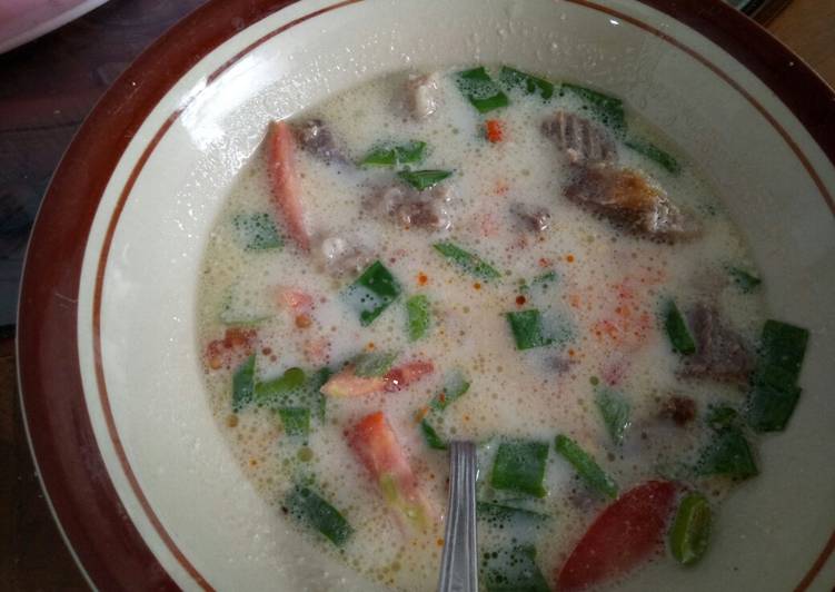 Cara Gampang Menyiapkan Soto betawi kuah santan + susu, Lezat Sekali