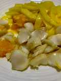 Gallineta a la naranja con patatas en microondas (12 minutos)