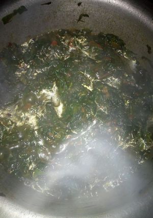 A picture of Pumpkin leaves and wild spinach #mymomsrecipe #authormarathon.