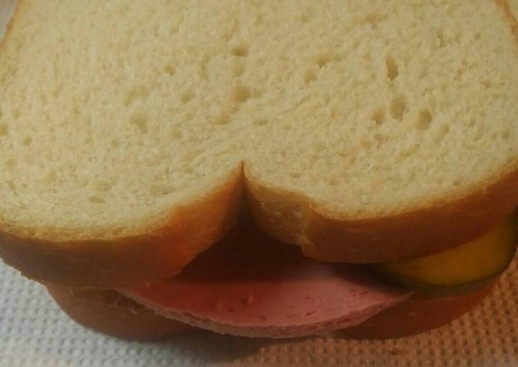 Steps to Make Any-night-of-the-week Bologna Sandwich with homemade Bread and butter pickles