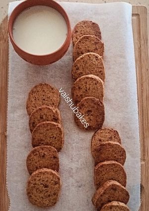 A picture of Arrowroot and Singhada Biscuits in Oven (for upwas/ vrat).