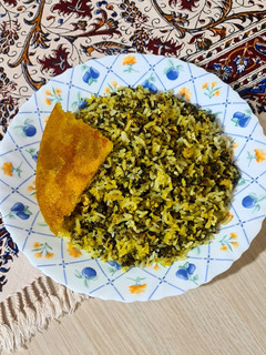 عکسی از دستور 🍀اسفناج پلو با گوشت چرخ کرده🍀