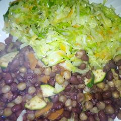 A picture of Githeri with fried cabbages.
