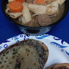 A picture of Sauerkraut, and Meatball Soup.