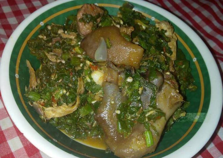 Recipe of Any-night-of-the-week Okro soup with melon leaves