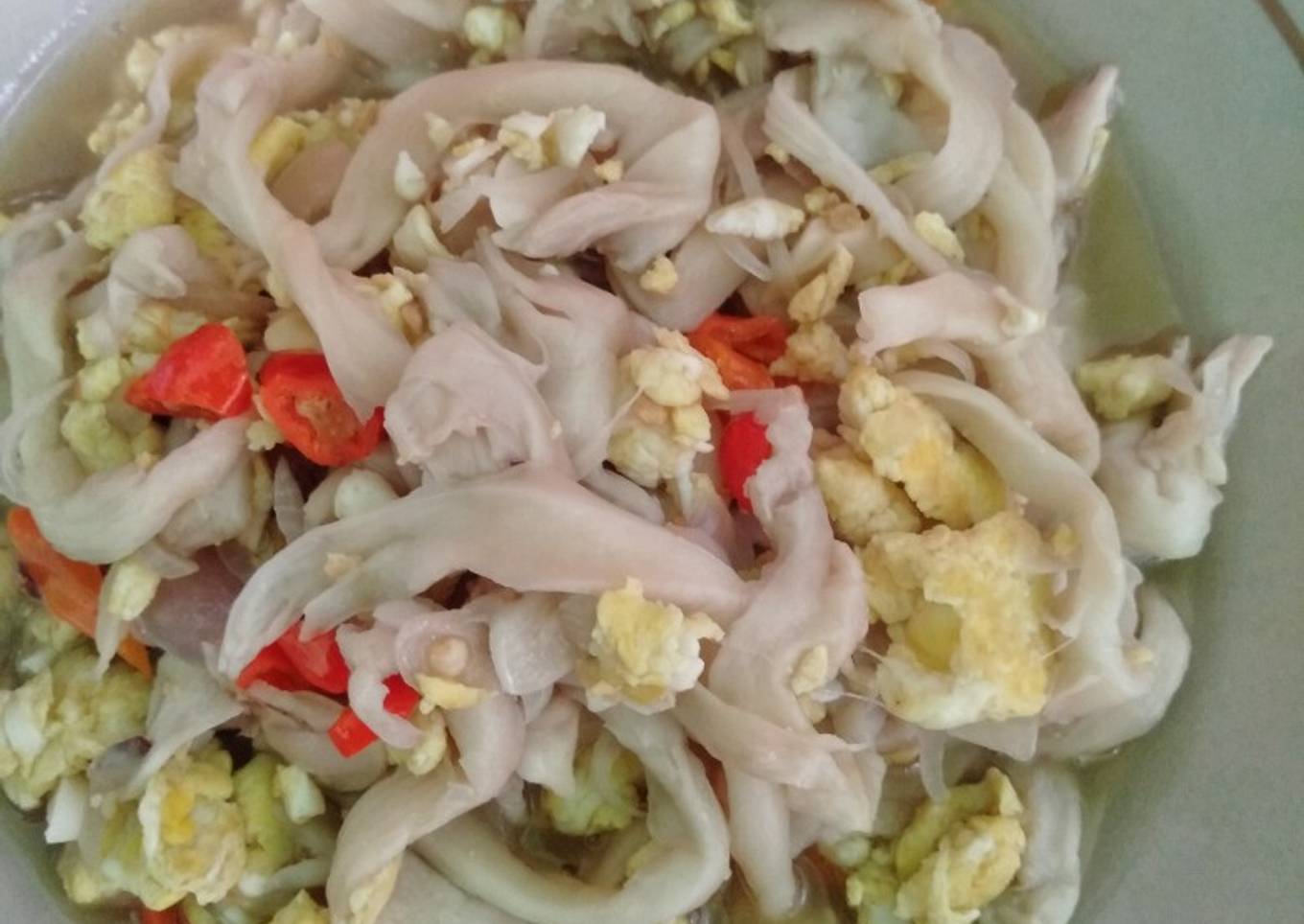 Tumis jamur telur pedas