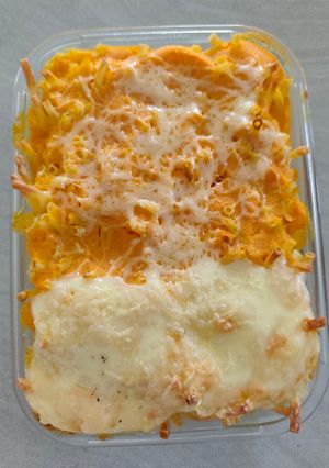 Une photo de Gratin de pâtes à la carotte et au cumin, façon patience