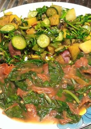 A picture of Fried leafy spinach.