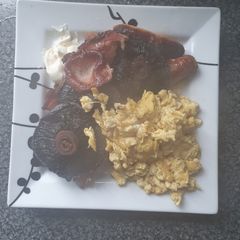 A picture of Basic scrambled Eggs Mushroom fry up.