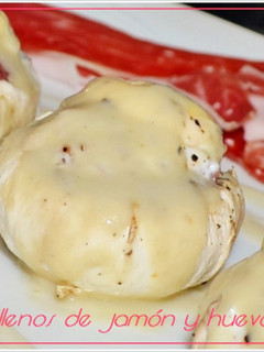 Una foto de Champiñones rellenos de jamón y huevos de codorniz. (Thermomix)