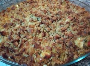 Foto de Bacalhau no forno com maionese e broa