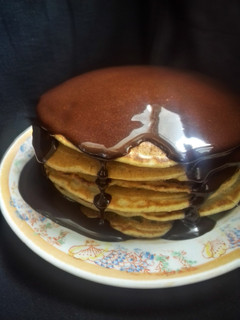 A picture of Apple Pie Spice Pancakes With Chocolate Drizzle #authormarathon.