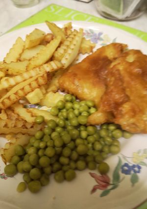 A picture of Homemade beer battered Fish and chips.