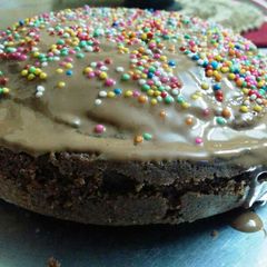 A picture of Chocolate cake with sprinkles :).