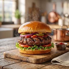 Classic Hamburger Recipe (Juicy Homemade Beef Burger – Easy Restaurant Style) A picture of Classic Hamburger Recipe (Juicy Homemade Beef Burger – Easy Restaurant Style).