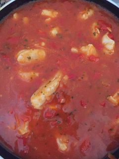 Una foto de Migas de bacalao en salsa