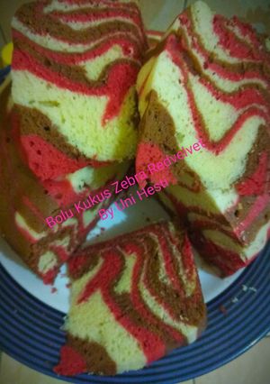 Foto resep Bolu Kukus Zebra Red Velvet mix Mocca