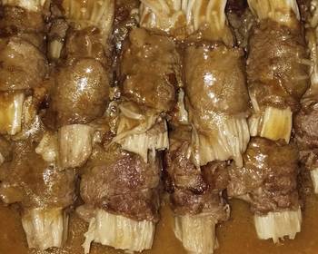 The New Way Cooking Recipe Enoki mushrooms beef rolls with satay sauce Delicious