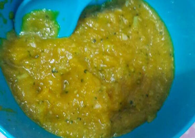 Mpasi 9m: labu kuning brokoli masak santan