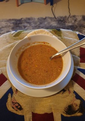 A picture of Hearty Chicken and Vegetables soup.