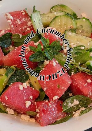 A picture of 🍉🥗🥒 Watermelon & Cucumber Salad 🥒🥗🍉.