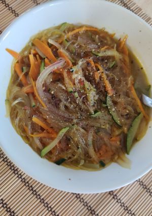 Una foto de Sopa de verduras y soja