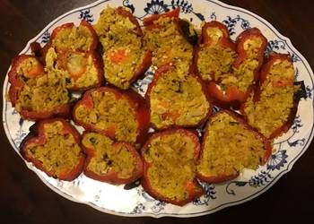 How to Make Appetizing California Farm Stuffed Sweet Red Peppers with shrimp and fried rice
